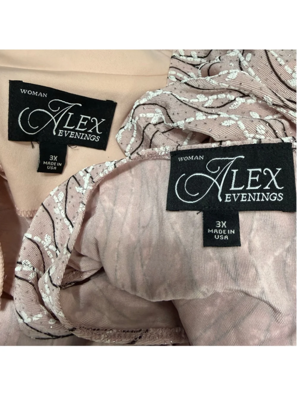 Alex Evenings 2 Pc Pink Jacket Tank Set 3X Plus Shimmer Textured Made USA